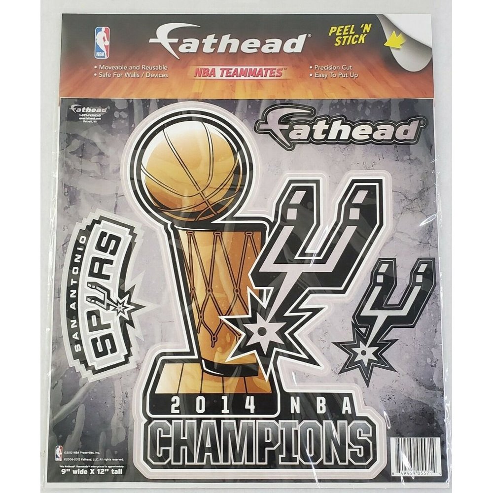 Fathead San Antonio Spurs Wall Stickers 9x12 Reusable 2014 NBA Champs Tim Duncan